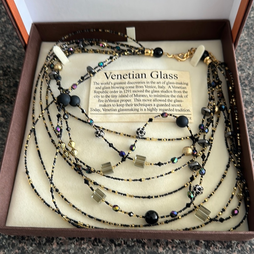 Fire & Ice multi-tiered Venetian Glass Necklace.